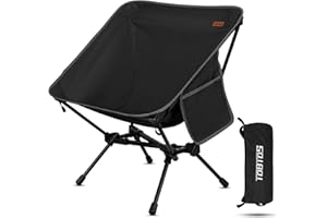 TOBTOS Ultralight Camping Chair, Portable Folding Backpacking Chair, Compact Camping Chair with Carry Bag for Outdoor Camp Hiking Backpack Beach Travel (Black)