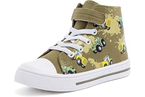 FUNCOO PLUS Kids Toddler Sneakers Girls Boys High Top Canvas Shoes Unisex-Child Casual Shoes