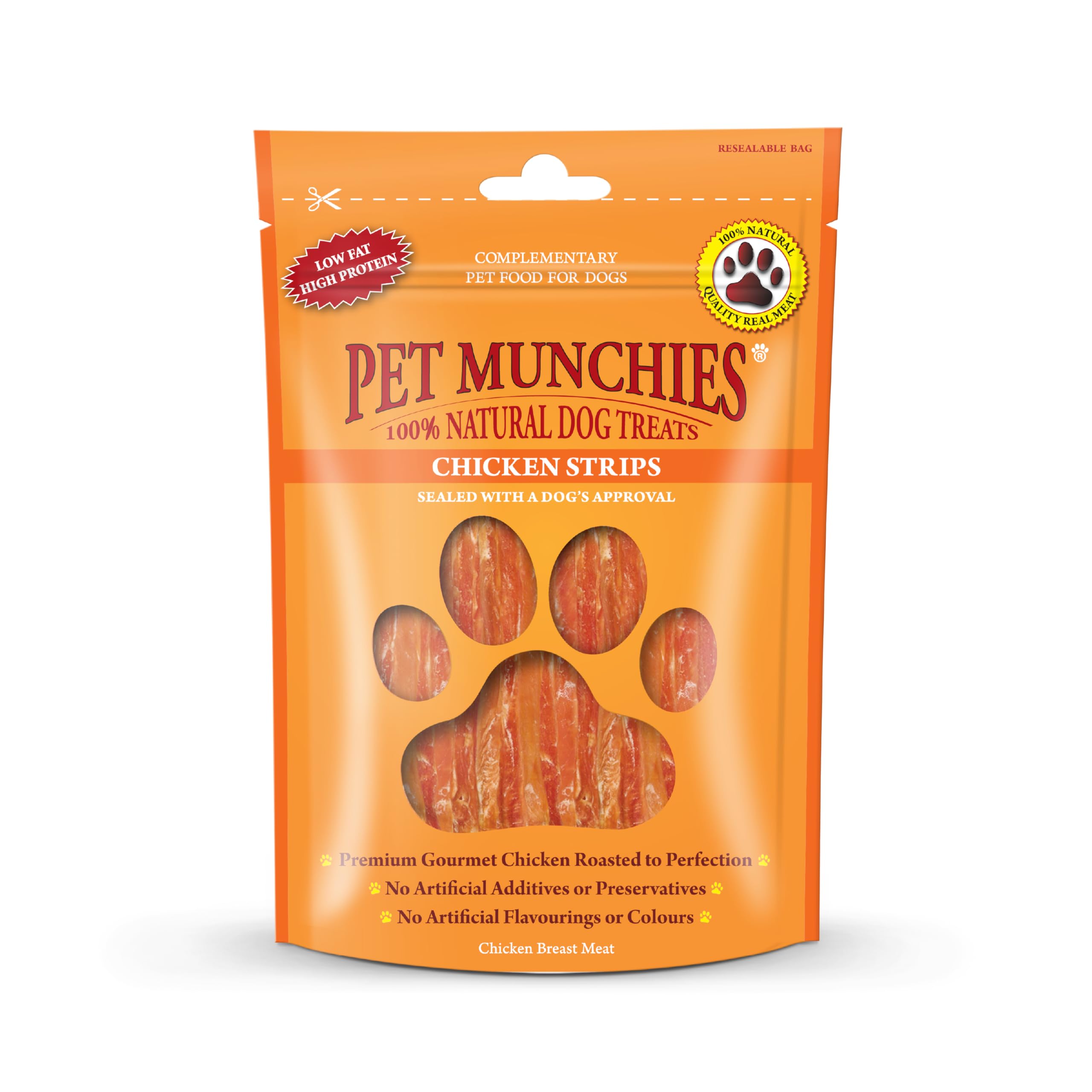 Pet Munchies Chicken Strips Dog Treats, Premium Dog Chews with Natural Real Meat, Low in Fat and High in Protein 90g (Pack of 8)