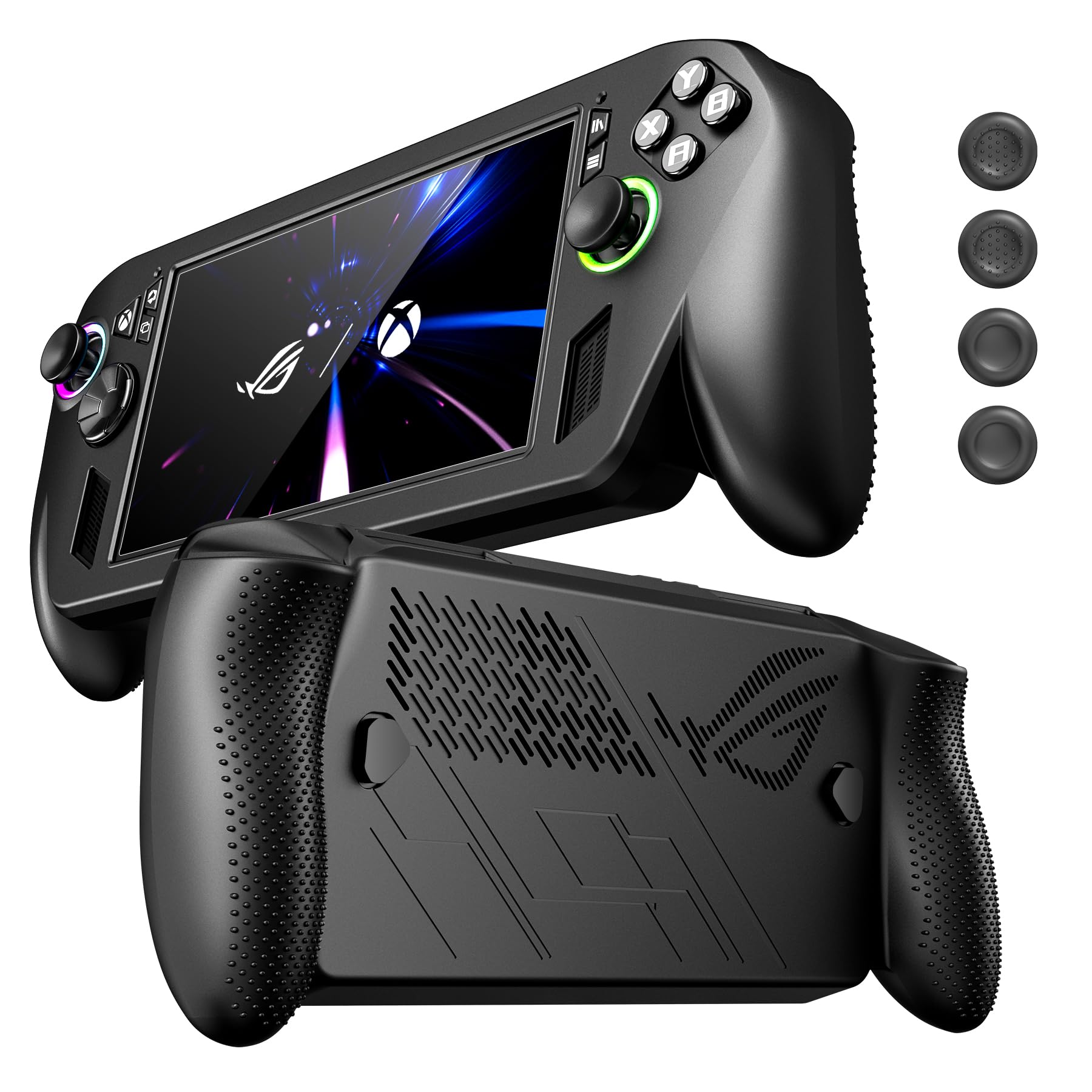 Photo 1 of LDSXAY Compatible with ASUS ROG Xbox Ally X Case with Button Caps, Soft Silicone Shockproof Anti-Scratch Protective Case Cover for ROG Xbox Ally X 2025, Black