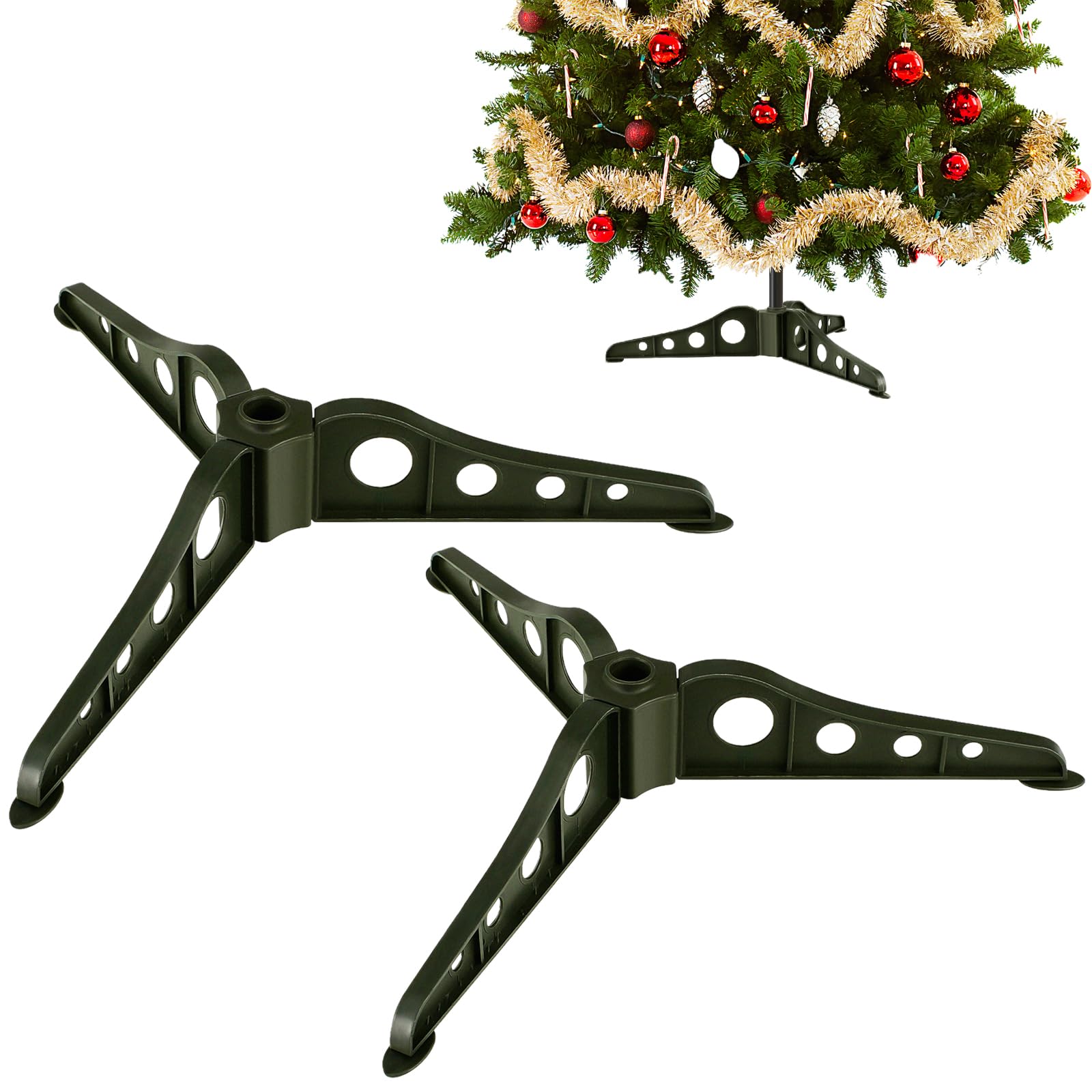 HEALLILY Christmas Tree Stand 6pcs Artificial Tree Replacement Stand Base Holder Sturdy Xmas Tree Rack Artificial Fixators for Artificial Xmas Tree Outdoor (Dark Green)