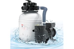 Oswerpon Sand Filter Pump for Above Ground Pool with Timer, 12in Sand Filter 1/2HP Pool Pump, Max 2480GPH for Pools Up to 12086GAL, Pool Sand Filter with 6-Way Multi-Port Valve and Strainer Basket.