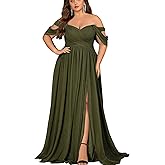 VOUIAO Women's Daily Plus Size Dresses A Line Chiffon Wedding Guest Bridesmaid Maxi Dress Prom Evening Party Cocktail Gown