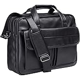 seyfocnia Men's Business Travel Briefcase Leather Handmade Messenger Bags Laptop Bag