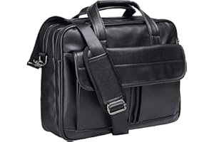 seyfocnia Men's Business Travel Briefcase Leather Handmade Messenger Bags Laptop Bag