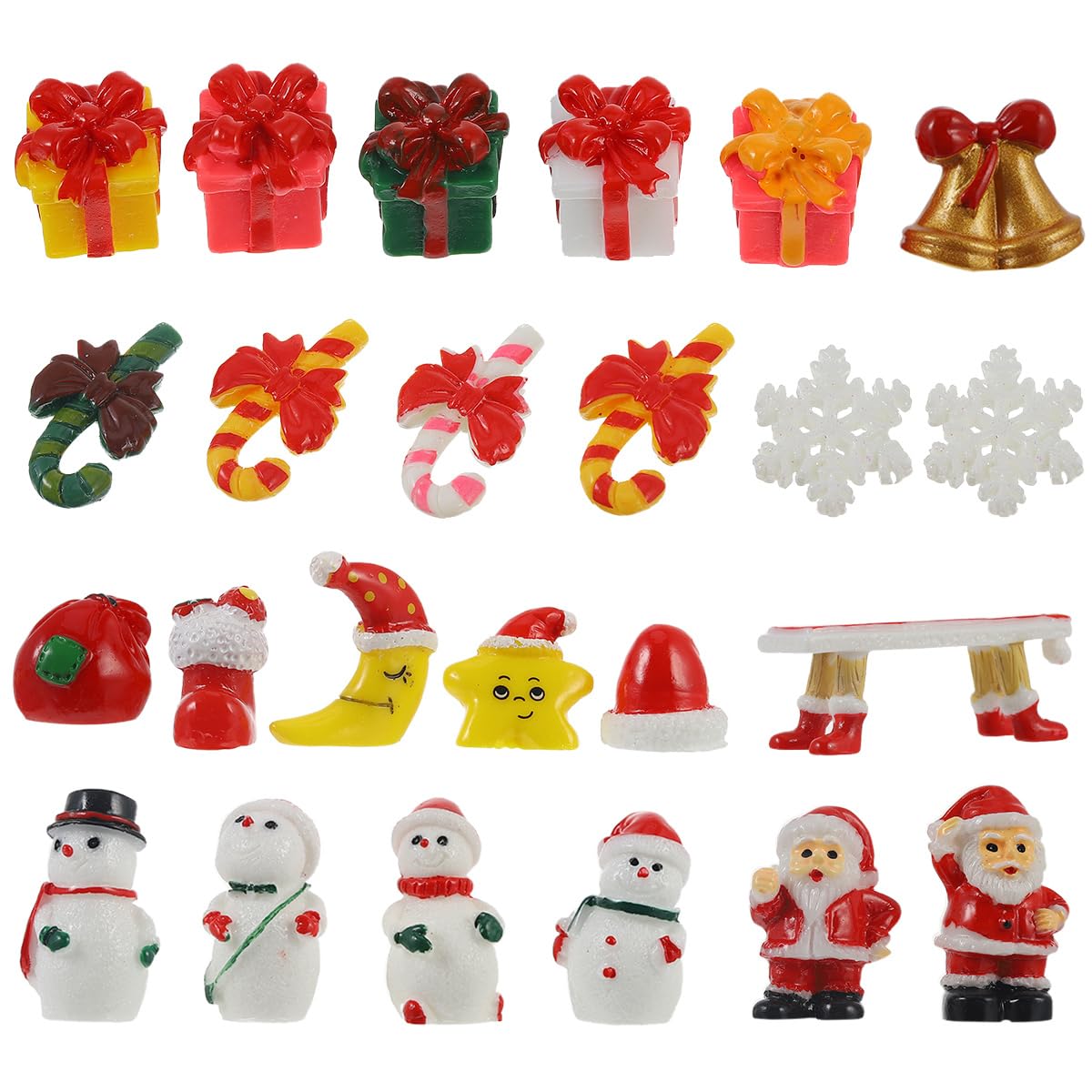 Abaodam 48 pcs Christmas Resin Ornament, Miniature Christmas Figurines Decoration Ornaments DIY Kit - Winter Miniature Ornament Kits for Scene Fairy Garden