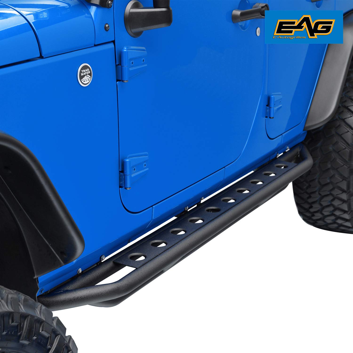 EAG Side Armor Steps Fit for 0718 Jeep Wrangler JK 4 Door Nerf Bars