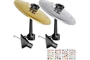 BRIGHTWORLD 2 PCS Car Cymbal Air Vent, Mini Crash Drum Cymbal with Christmas Stickers for Car, Car Accessory Gift for Music Lovers, A Fun Driving Trip (Silver Gold)