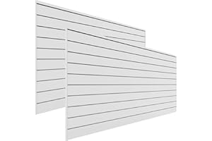 PROSLAT Garage Storage PVC Slatwall Panels - 2 Packs of 8 ft. x 4 ft. Sections (20 Single Slats which Make up 64 sq.ft) (White)