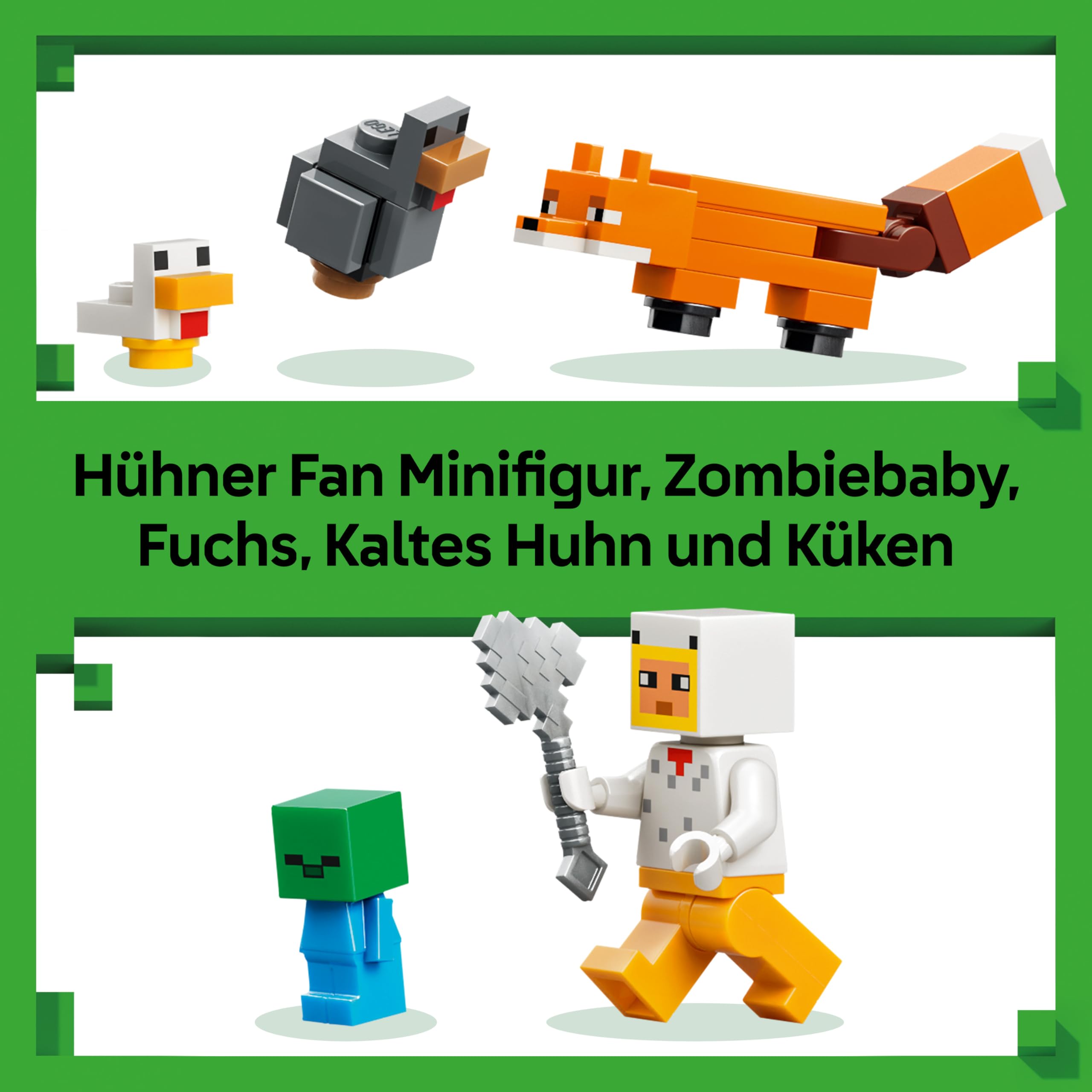 LEGO Minecraft Hühnerfarm - Spielzeug zum Bauen mit Hühner Fan Minifigur, Baby Zombie und Fuchs Figuren - Set mit Minecraft Figur - Gamer Geschenk für Jungen und Mädchen ab 7 Jahren - 21585 5