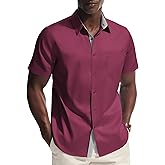 PJ PAUL JONES Mens Dress Shirt Short Sleeve Button Down Shirts Wrinkle-Free Business Casual Shirts with Pocket
