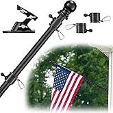 Ihomepark 5FT Flag Pole for House,Tangle Free Stainless Steel Weather Resistant Rustproof Flagpole Suitable for 3x5 Sports Fan Outdoor Flags, Wall-Mounted (5FT with Bracket)