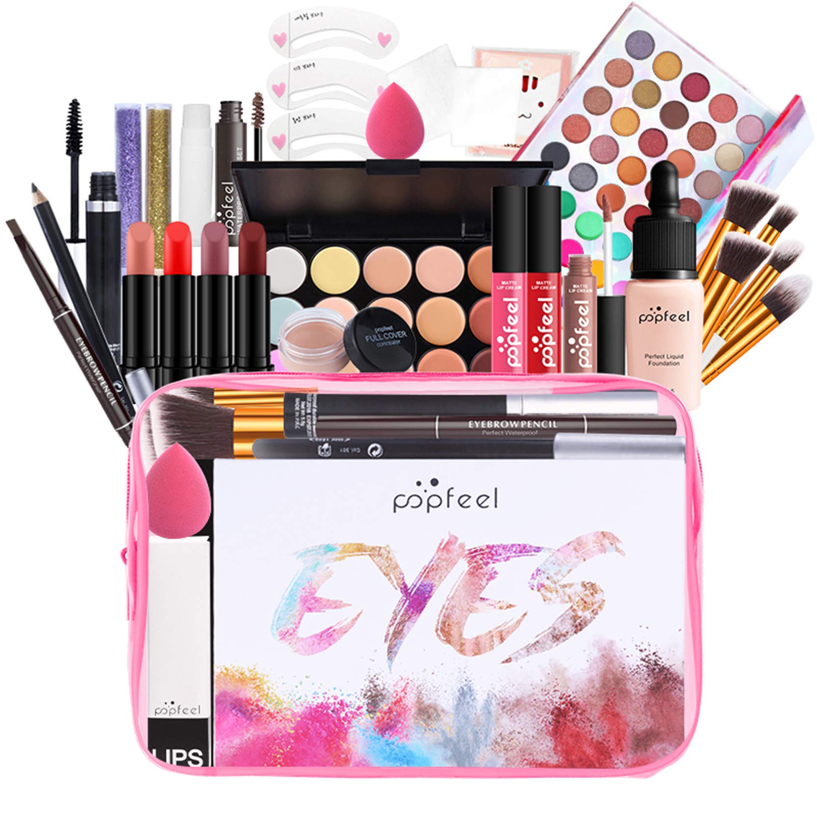 FantasyDay Beauty Advent Calendar 2025 Women, All-in-one Makeup Gift Set for Girls Must-Have Cosmetic Surprises Include Eyeshadow Palette Lipstick Blush Concealer Face Powder Eyeliner Mascara Brush