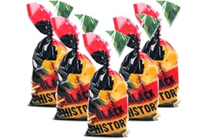 DREASMT Black History Month Cellophane Treat Bags, African BHM Worthwhile Commemoration National Black History Gift Bags Candy Bags Cookie Goody Bags Black History Party Favors