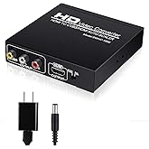 NEWCARE HDMI to RCA and HDMI Adapter Converter, 3RCA CVBS AV Composite Video Audio Adapter/Splitter, with PowerAdapter Suppor