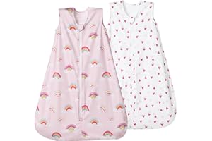 david's kids Micro Fleece Baby Sleep Sack 0-6 Months, Soft Warm Baby Wearable Blankets with 2-Way Zipper, 2 Pack Comfy Sleeping Bags for Infant Newborn Girls Neutral, Small Size, Rainbow