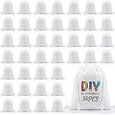 Sweetude 30 Pack Sublimation Drawstring Bags Bulk Polyester Drawstring Bag Blank String Backpack Bag Gym Sack Sport Backpacks for Women Men DIY Crafts Shopping Storage, 16.5" L x 12.6" W, White
