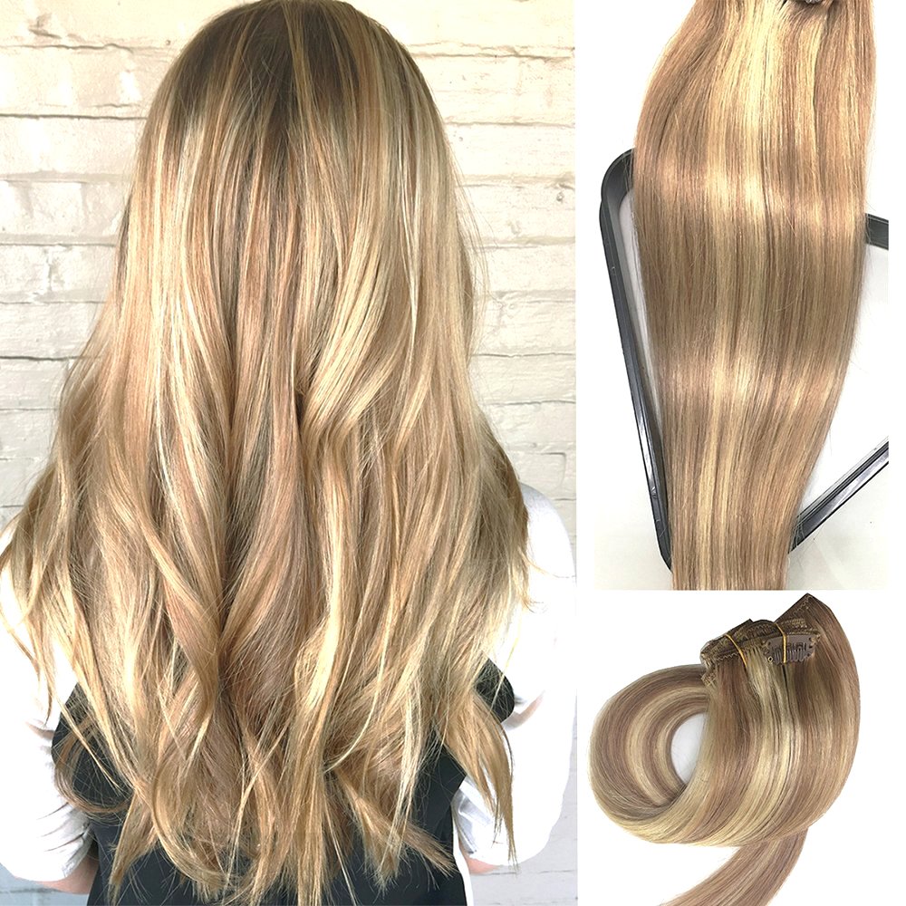 Blonde clip on hair pieces 7 full Blonde clip on hair pieces 7 full