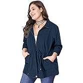 Agnes Orinda Women's Plus Size Lightweight Jacket Anorak Utility Drawstring Waist Casual Jackets with Pockets 2025 Outfits