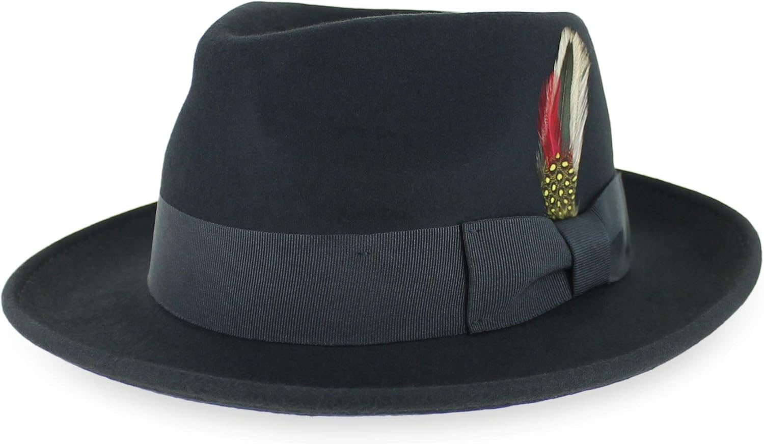 Belfry Gangster 100% Wool Stain Resistant Crushable Dress Fedora in Black Grey Navy Brown Pecan at  Men’s Clothing store