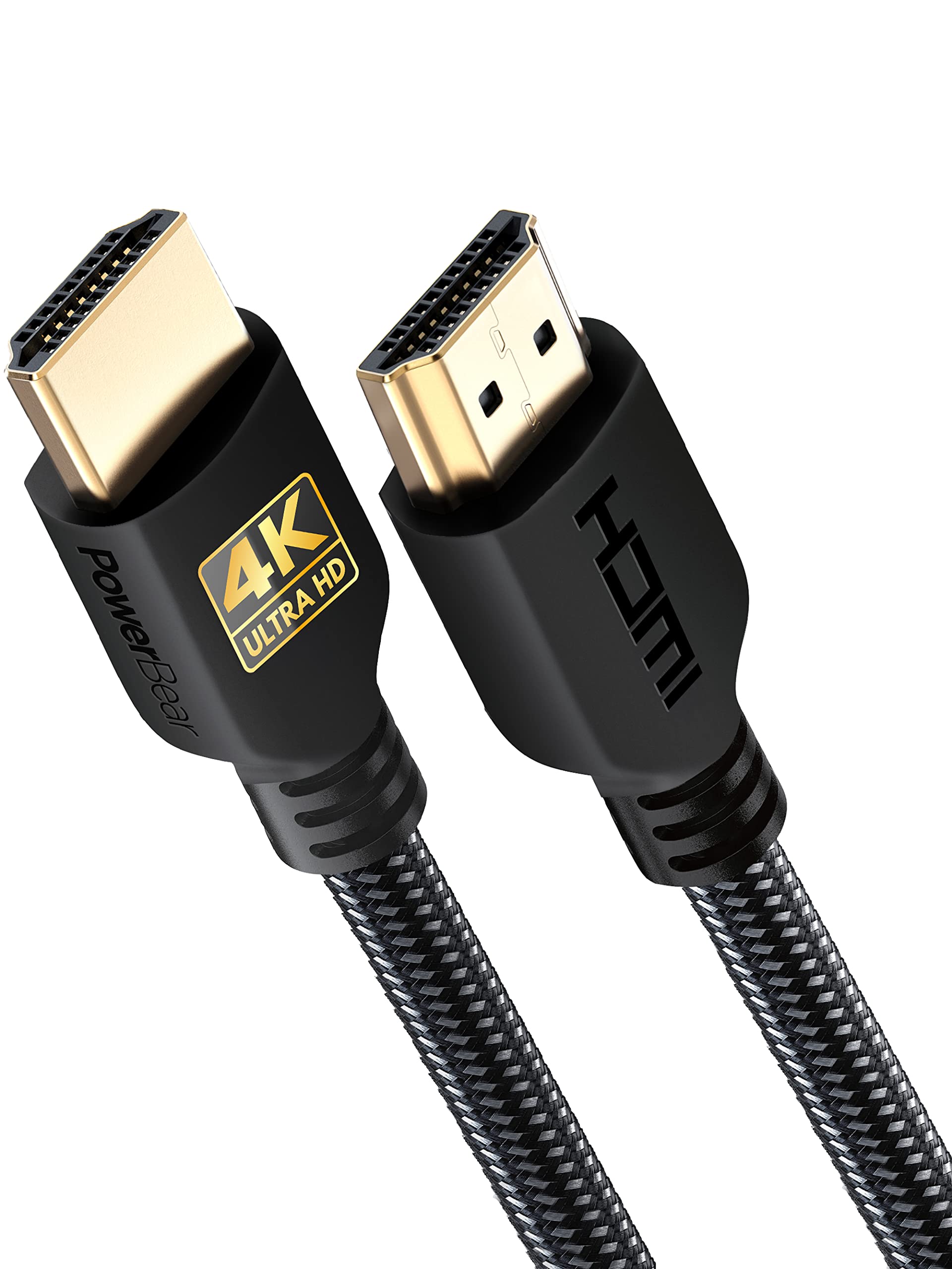 PowerBear 4K HDMI Cable 0.3 M | High Speed, Braided Nylon & Gold Connectors, 4K @ 60Hz, Ultra HD, 2K, 1080P, ARC & CL3 Rated | for Laptop, Monitor, PS5, PS4, Xbox One, Fire TV, Apple TV PC