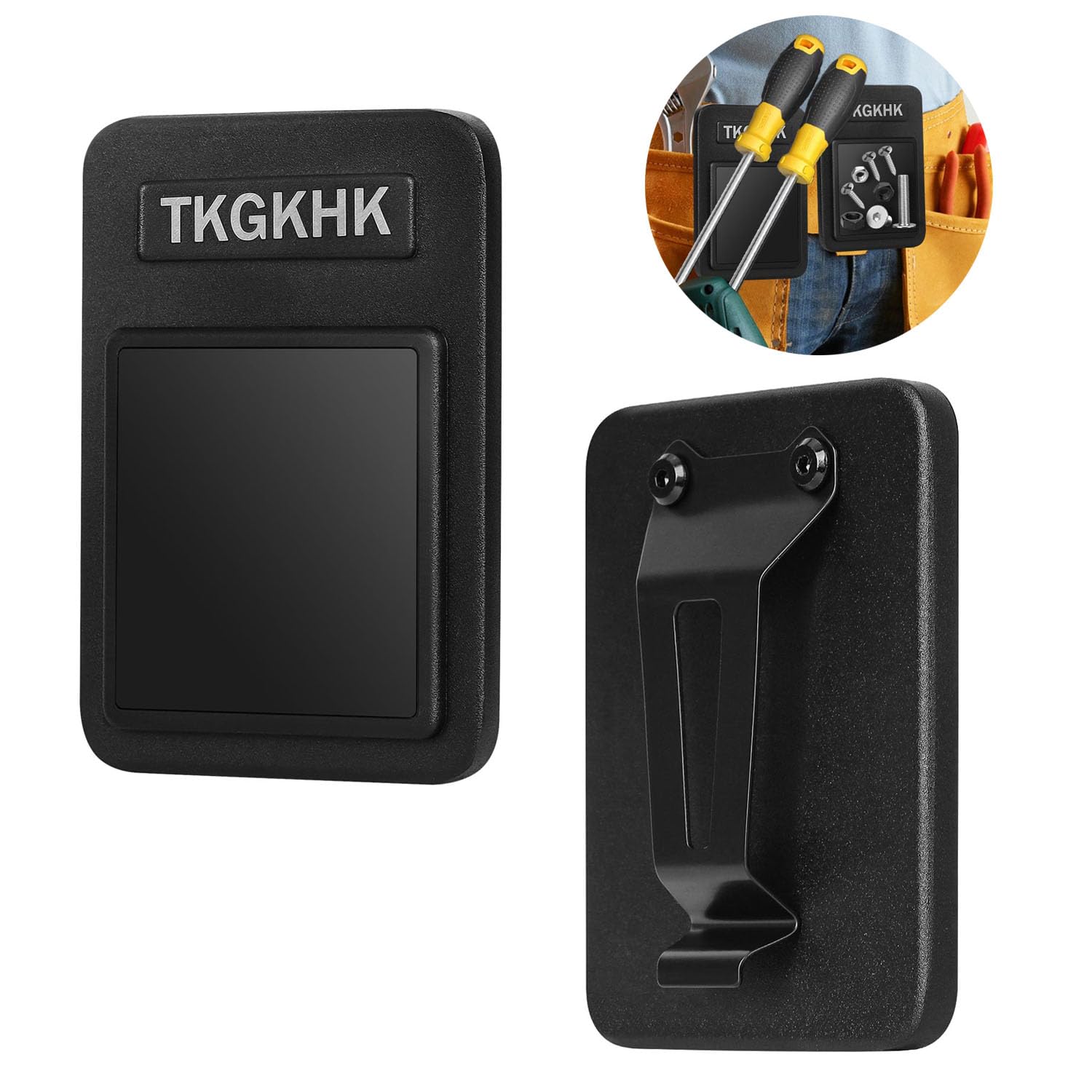 Photo 1 of 2pcs Magnetic Tool Holder, Strong Magnetic Clip-On Belt, Magnet Belt Clip Holster for Screws Nails,Hammer,Pliers,Spanner,Sockets, Magnet Tool and Hardware Holder