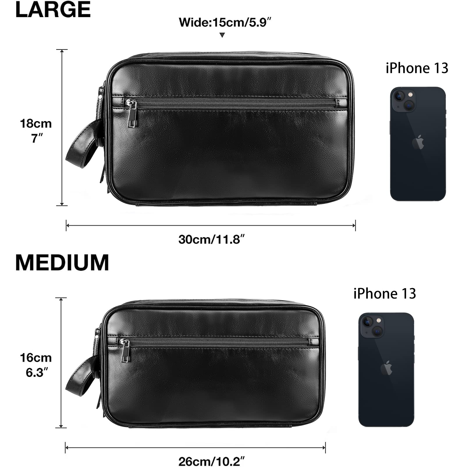 BNSPOCKET Personalized Leather Travel Toiletry Bag for Men, Large Travel Bathroom Shaving Dopp Kit, Large Cosmetic Bag Waterproof
