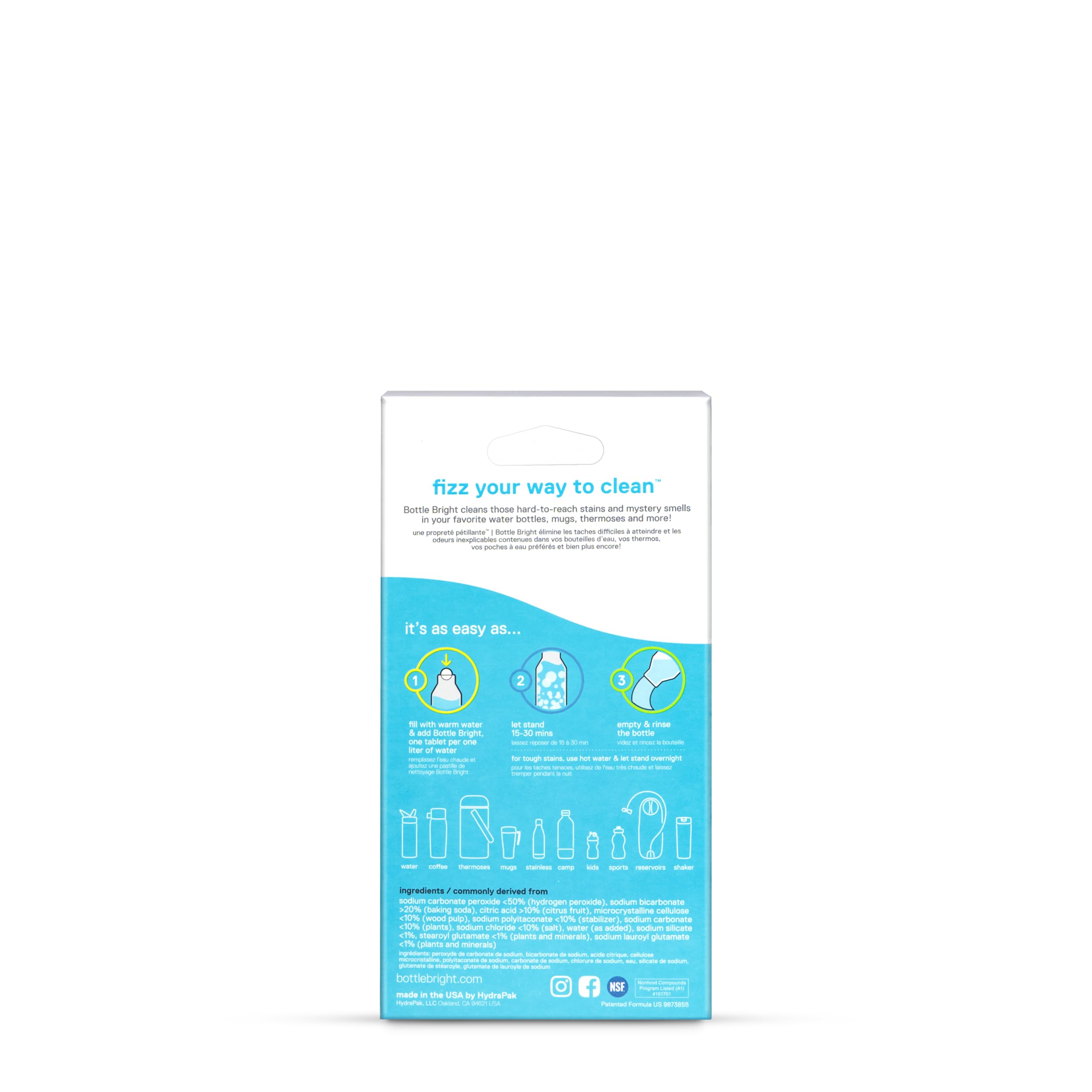 BOTTLE BRIGHT Clean Stainless Steel, Thermos, Tumbler, Insulated and Reusable Water Bottles – Cleaning Tablets are Easy and Safe to Use
