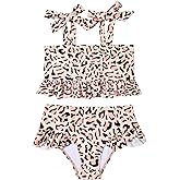 Zando Toddler Baby Swimsuit Girl Two Piece Toddler Bathing Suit Girl Cute Ruffle Bikini Set Summer Beach Swimwear 12M-7Years