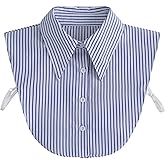 Shinywear Striped Detachable Dickey Collar Blouse for Women, Lapel Fake Half Shirts Faux False Collar for Girls Favors