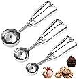 Cookie Scoop,Set of 3 Cookie Dough Scoops for Baking 1 Tbsp,2 Tbsp,3 Tbsp,Stainless Steel Ice Cream Scooper with Trigger Release for Cupcake,Ice Cream,Muffin,Meatball,Melonball
