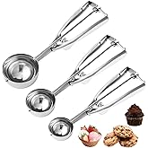 Cookie Scoop,Set of 3 Cookie Dough Scoops for Baking 1 Tbsp,2 Tbsp,3 Tbsp,Stainless Steel Ice Cream Scooper with Trigger Rele