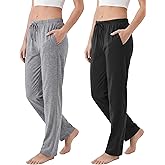 Andrew Scott Women's Cotton Blend Pajama Lounge Pants | Soft Knit Sleepwear with Pockets &amp; Drawstring | Multi-Pack
