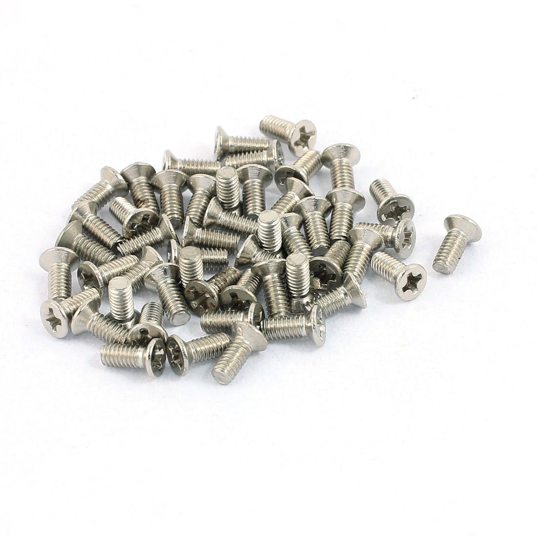 sourcing map 50pcs M2.5x6mm Stainless Steel Countersunk Flat Head Phillips Machine Screws Bolts Silver Tone