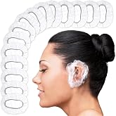 200 Pcs Disposable Ear Covers for Shower, Extends from 1.97" to 4.6" | Stretchable Ear Shower Caps Set; Lightweight &amp; Soft; for Protecting Ears from Water Drops During Hair Washing and Coloring