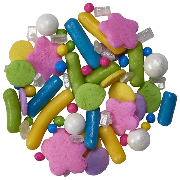 DECOPAC SPRING FUSION MIX SPRINKLES, 26OZ, SHAPED CANDY SPRINKLES IN HANDHELD CONTAINER, EDIBLE DECORATIONS FOR CELEBRATION CAKES, CUPCAKES, COOKIES AND DONUTS