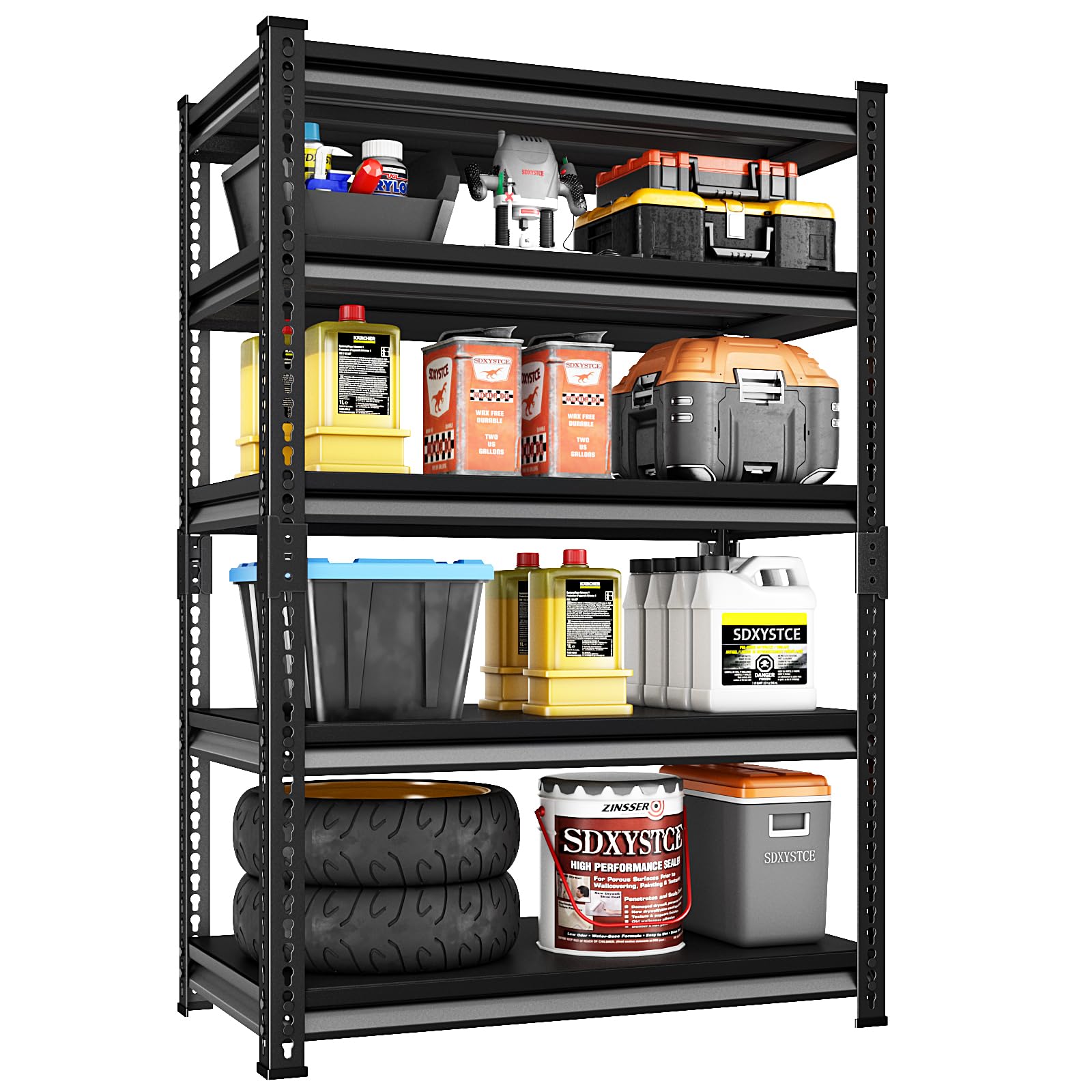 Photo 1 of SDXYSTCE 40" W Garage Shelving Heavy Duty, 2200 Lbs Loads Garage Storage Shelves Heavy Duty, 5-Tier Metal Shelving Units and Storage for Basement, Retiple Tanks,40" Wx18 Dx72 H, Black