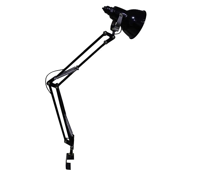 Citra Swing Arm Desk Lamp, Flexible Articulated Desk Lamp Architect Table Lamp Clamp Mounted Multi-Joint Light for Home/Office/Studio, Black Finish