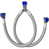 HOMYEP Quick Connect Faucet Water Supply Lines, 12 Inch, V-Shape | Push Joint Hose for Widespread Bathroom Faucet, fit for 11mm O-Ring Sealing Connector, No Kink Stainless Steel Braided