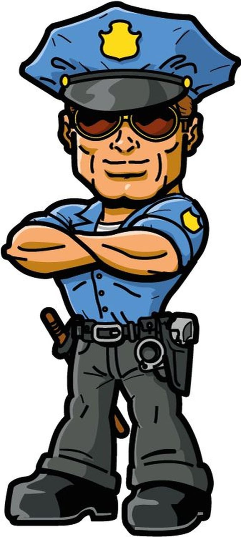 Zirni Cartoon Policeman Gun Sticker Decal Design 3" X 5"