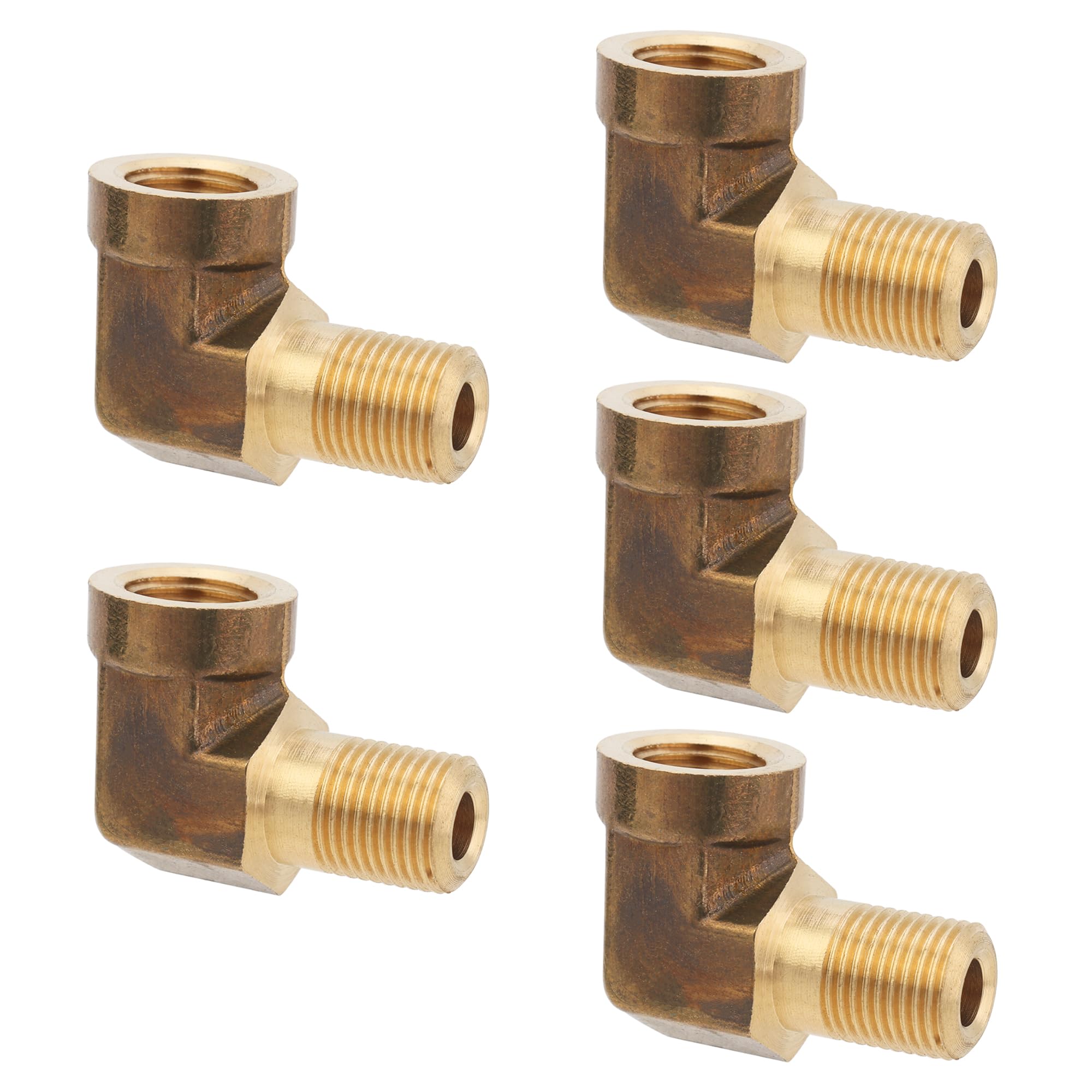 LTWFITTING Brass Pipe 90 Deg 1/8-Inch Male BSPT x 1/8-Inch Female Street Elbow Forged Fitting Fuel Air Boat (Pack of 5)