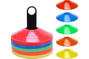 KEVENZ 50-Pack Soccer disc Cones,More Thicker, More Flexible,Multi Color Cone for Agility Training, Soccer, Football, Kids, Field Marker