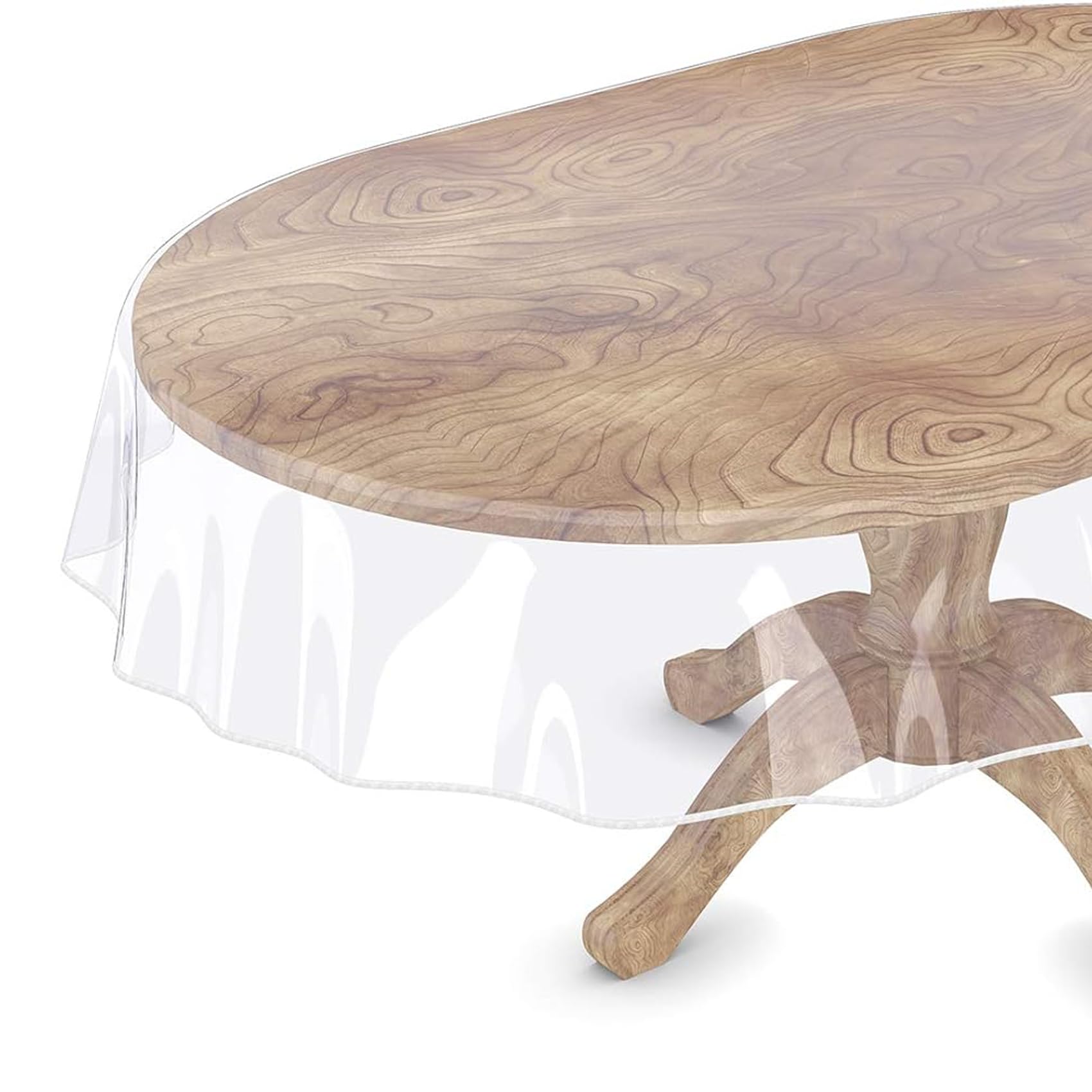 Photo 1 of Cyberlight Clear Oval Table Cover Protector 60 x 90 Inches Oval Shape Plastic Transparent Cloth Vinyl Waterproof Tablecloth for 4~6 Seats Chairs Table Protect
