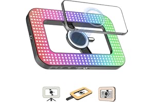 TONEOF Magnetic 6000mAh RGB Selfie Ring Light for iPhone,448 LED Rechargeable Phone Light with Mini Tripod Stand, Double-Sided Magnet Handheld Stabilizer with Light for Magsafe/Phones/Video Recording/Photos