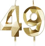 Yiran Gold 49th Birthday Candles 2P Gold Number 4 9 Cake Topper