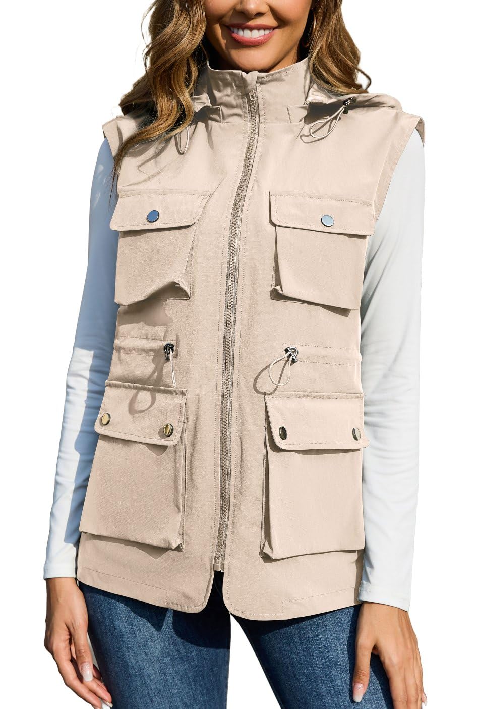 PESION Womens Utility Vest Lightweight Windproof
