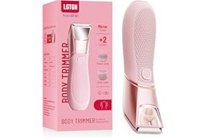 LGTGH Bikini Trimmer & Body Groomer for Women: Waterproof Electric Shaver with LED Light, Mirror, and Ceramic Blades - Use on Legs, Underarms, and More with Travel Lock