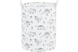 QIANBIRD Foldable Baby Laundry Basket Hamper for Nursery Girl Boy kids Clothes laundry hamper basket Portable Tall Collapsible Cute Laundry Basket Organizer, Nursery Storage Basket with Handles (Dinosaurs)