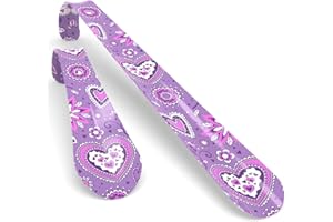 SHOE HORN PROGUIDE Shoe Horns for Women & Seniors | Premium Short & Long Handled Metal Shoe Horn Set | 6” & 11½ Inch Travel Shoehorns for Ladies Kids Girls Men | Beautiful Purple Floral, Abstract Love Heart Design