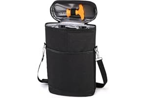 ZEAYEA 2 Bottle Wine Tote Carrier, Insulated Padded Wine Cooler Bag with Shoulder Strap, Portable Wine Tote Bag for Travel, P
